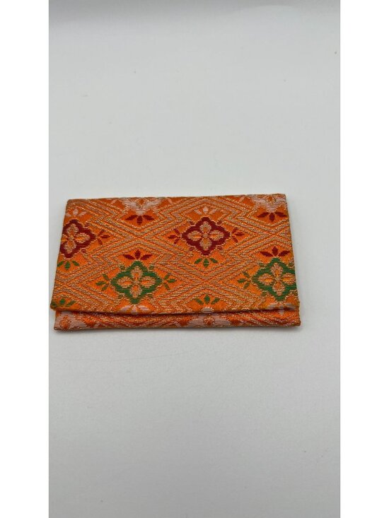 Handbags - Vintage Japanese Brocade Card Holder With Vibrant Orange & Gold Floral Patterns